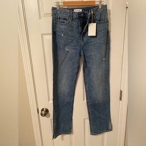 NWT Women’s‎ Cello High Waisted Medium Wash Split hem Straight Leg Jeans Size 9
